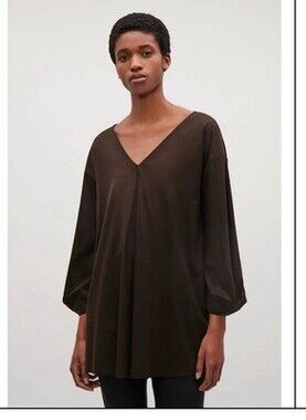Brown Cos V Neck Flutter Sleeve Tunic Size Medium. Neutral Staple.